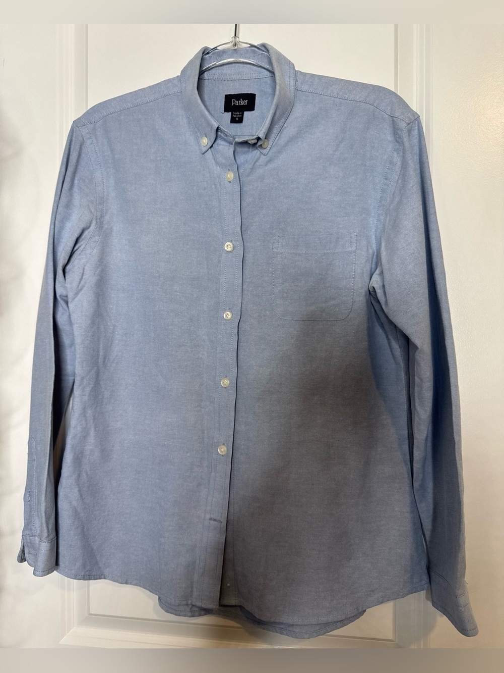 Parker Men's Light Blue Oxford Button-Down Shirt size small cotton blend
